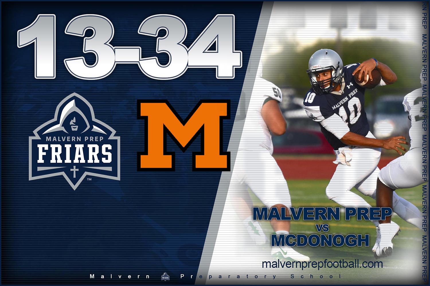Malvern Prep Friars vs McDonogh Final 13-34!