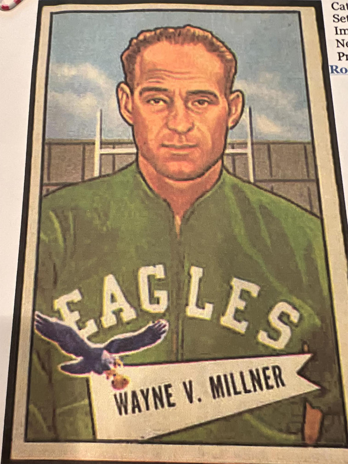 Malvern Prep Football Alum Wayne Millner Football Card