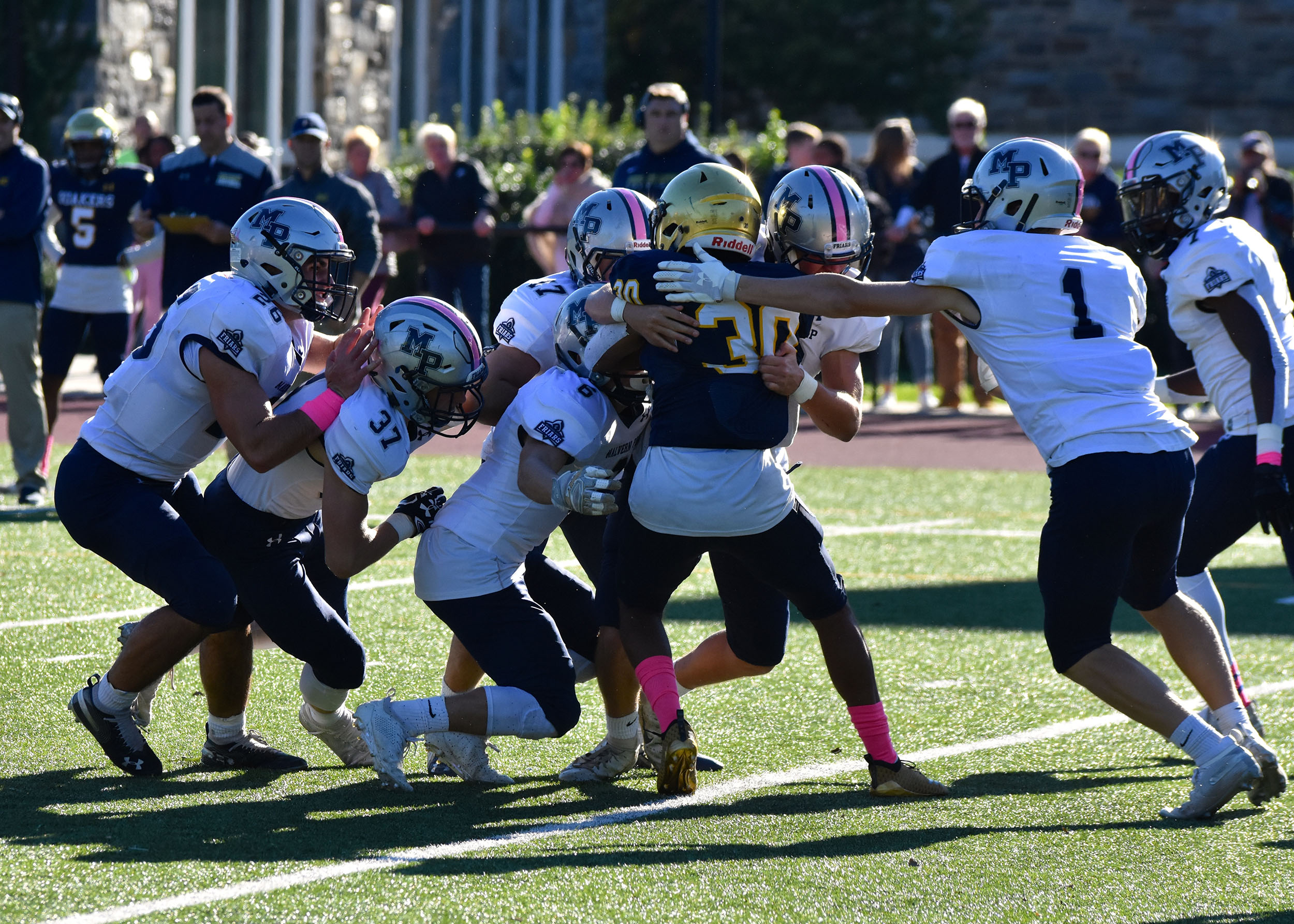 Malvern Prep making a tackle