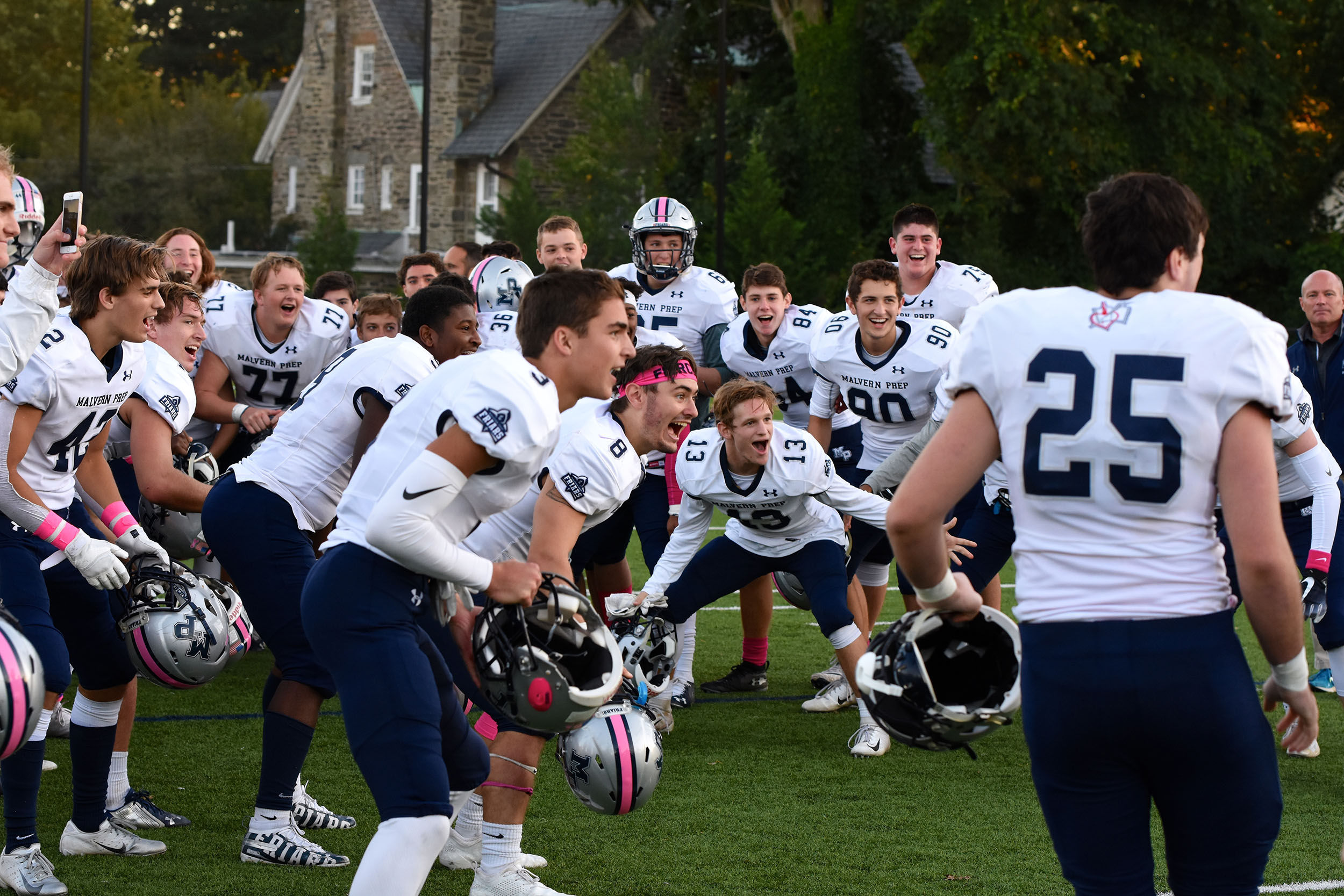 Malvern Prep Football Celebrates after a win!
