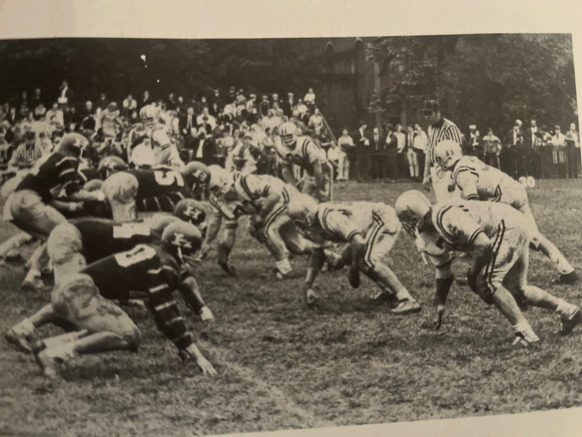1970 Malvern Prep Football Team Defense playing Hav School