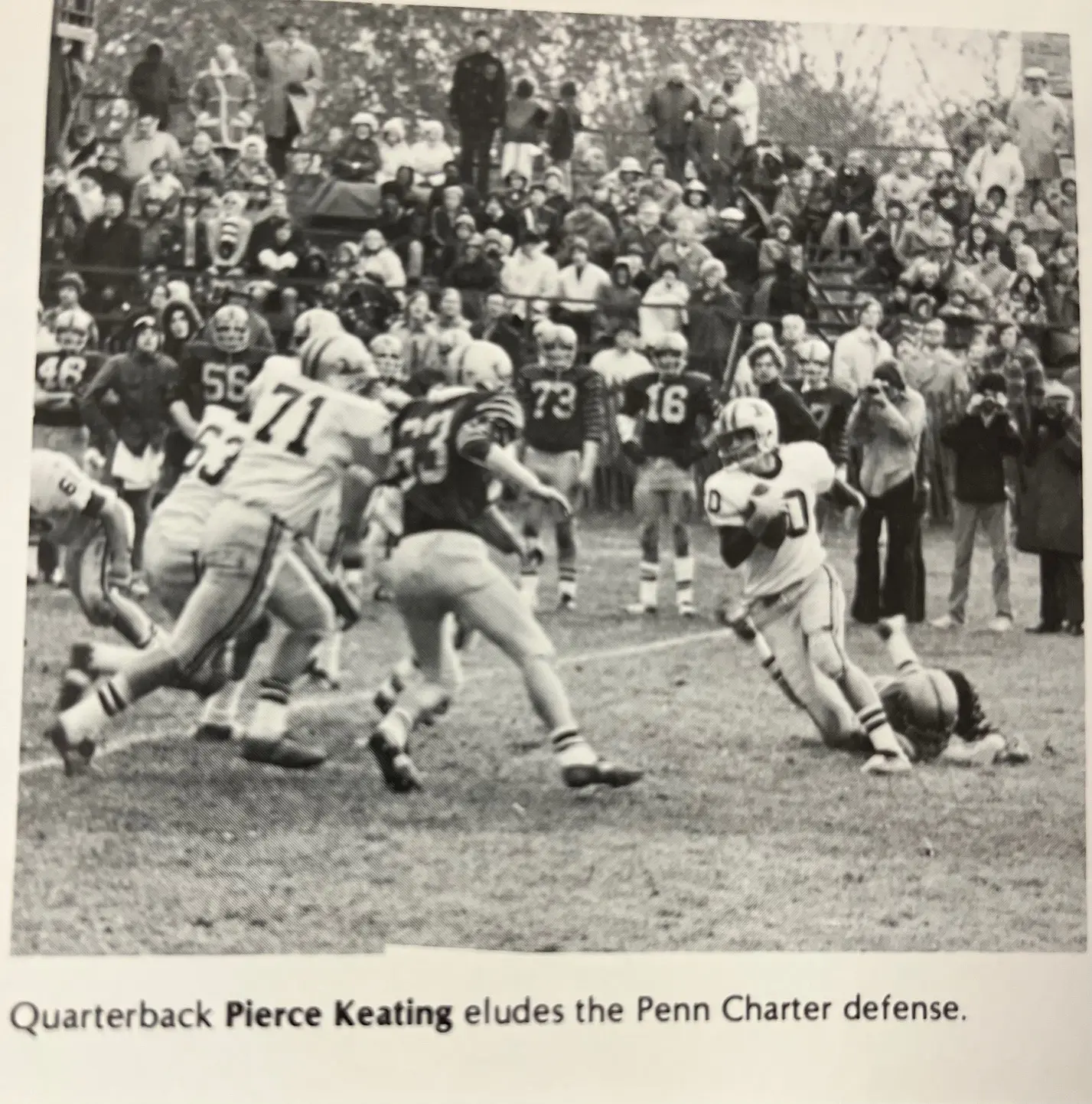 QB Pierce Keating eludes the Penn Charter defense