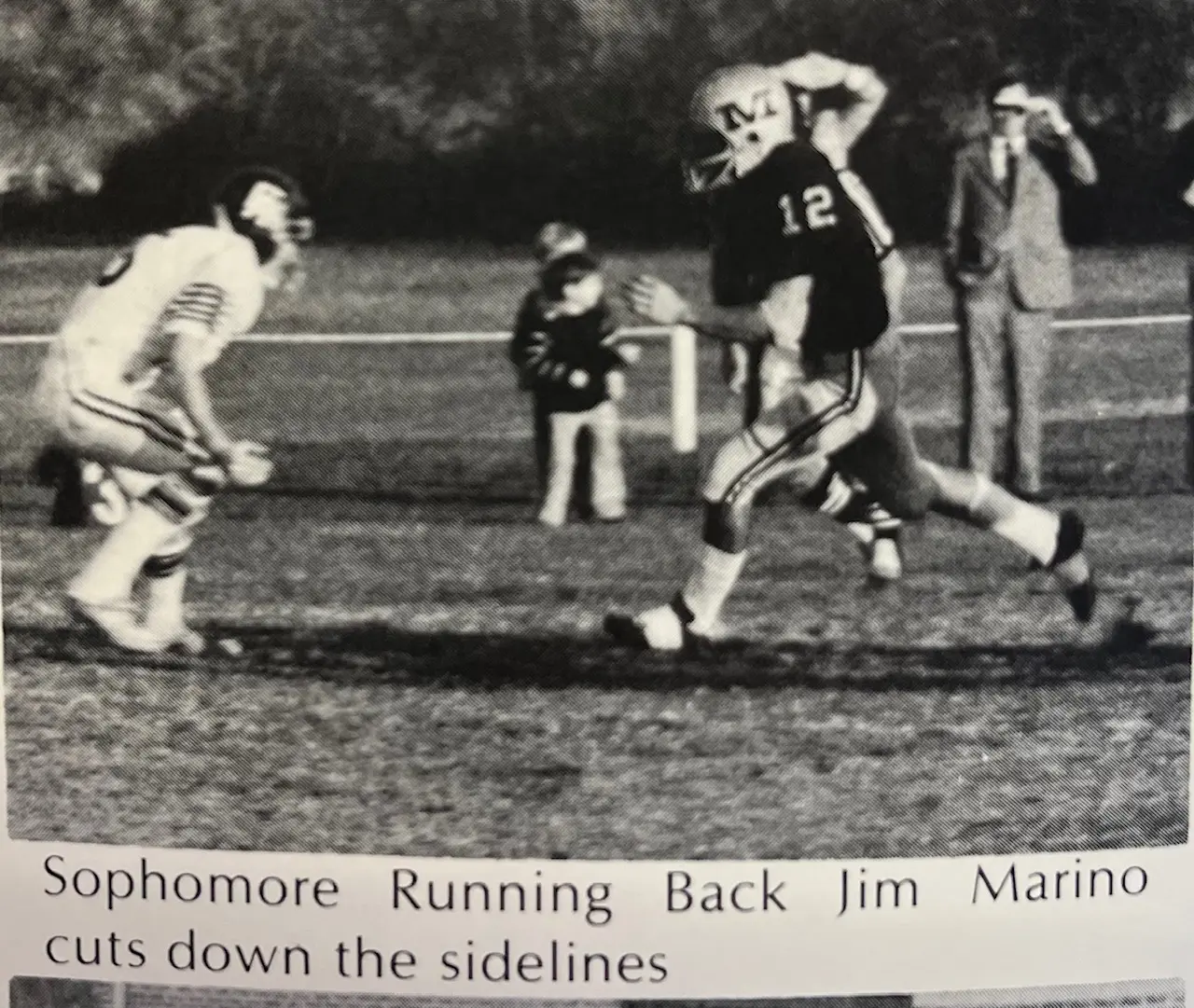 Sophomore RB Jim Marino cuts down the sidelines