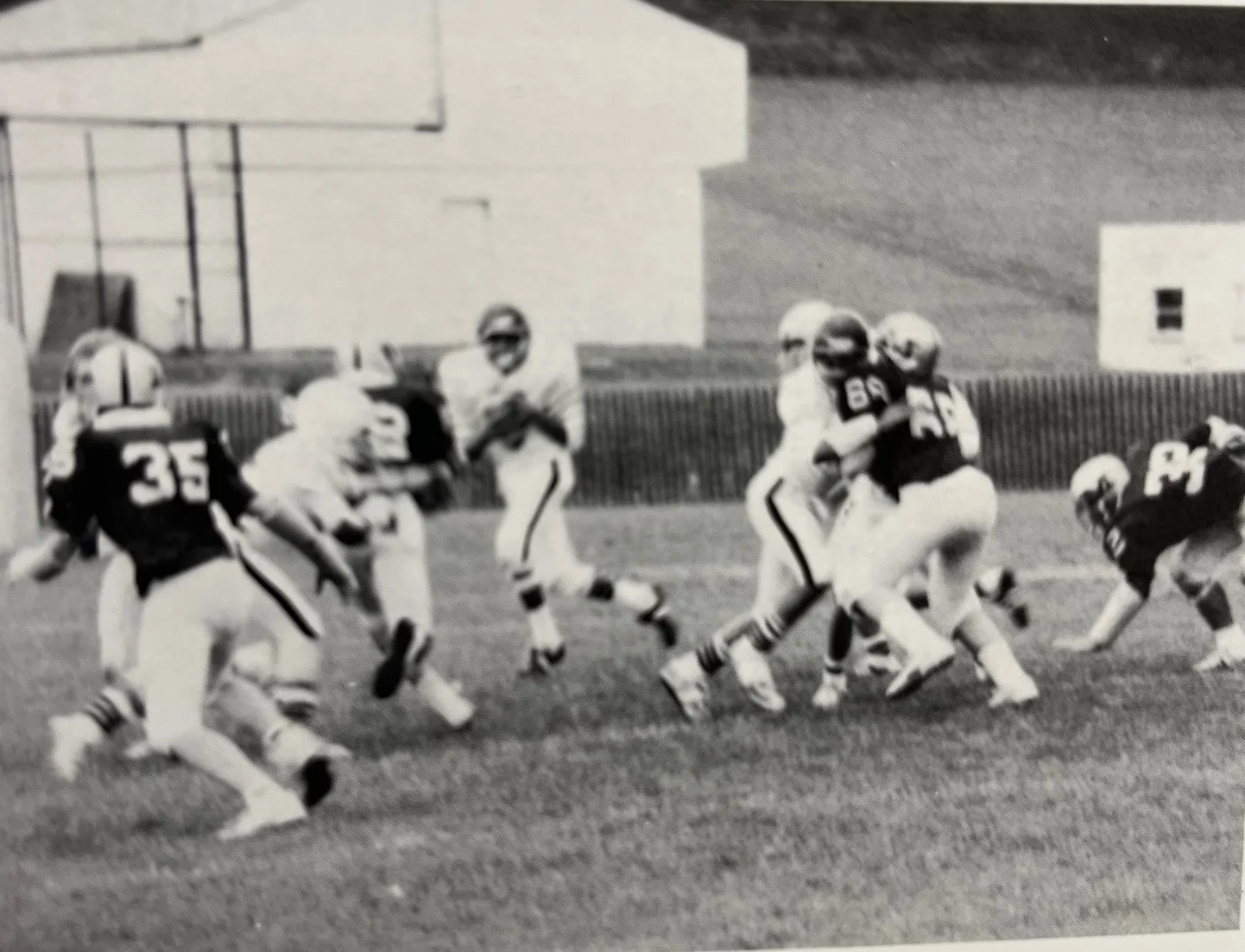 Malvern defense getting after the QB in 1982